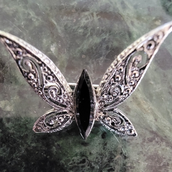 unbranded Jewelry - Silvertone Rhinestone Butterfly Brooch